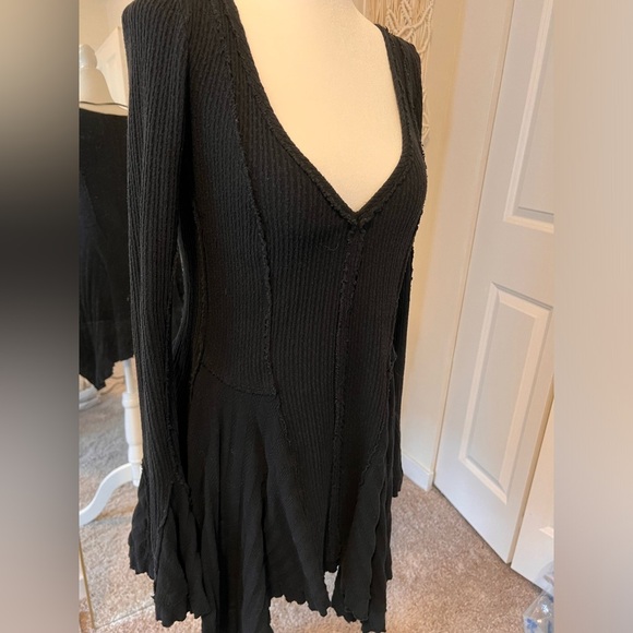 Free People Black Flowy Long Sleeve Top, Size S - Picture 4 of 5